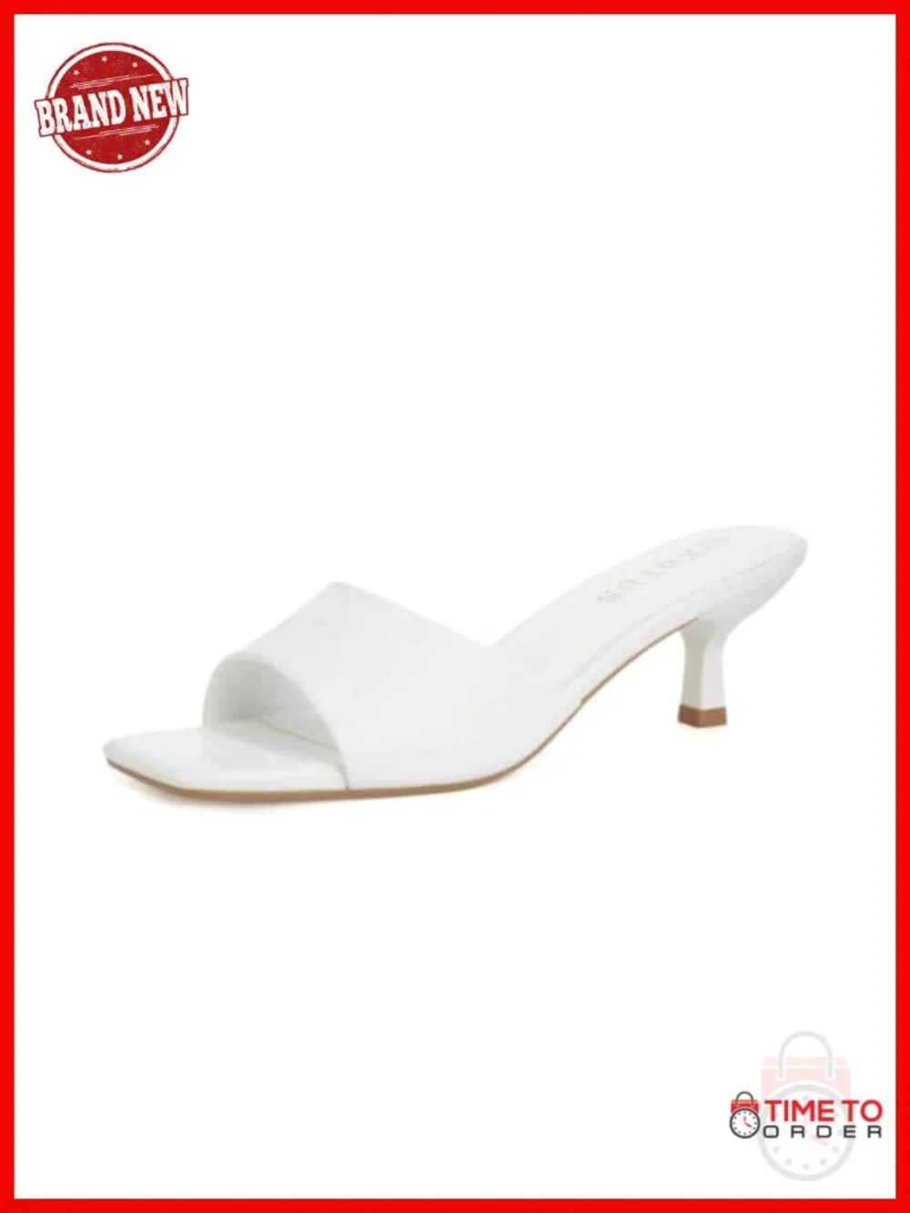 Faux Leather Square Toe Kitten Heel Mule Sandals Wedding